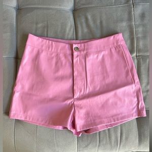 SHEIN Faux Leather Barbie Pink Shorts